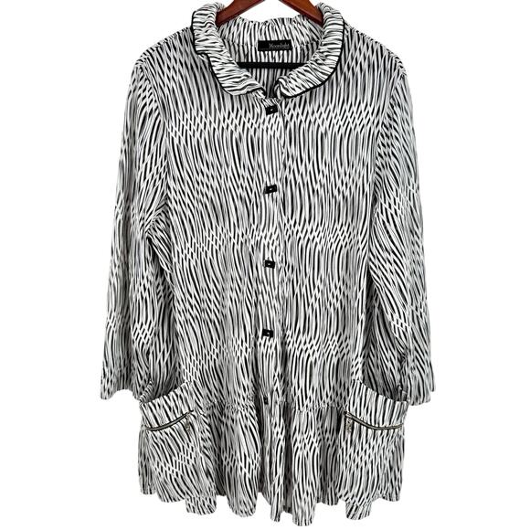 Moonlight by Y & S Plus Size XXL 2X Black White Wearable Art Blouse Shirt Top